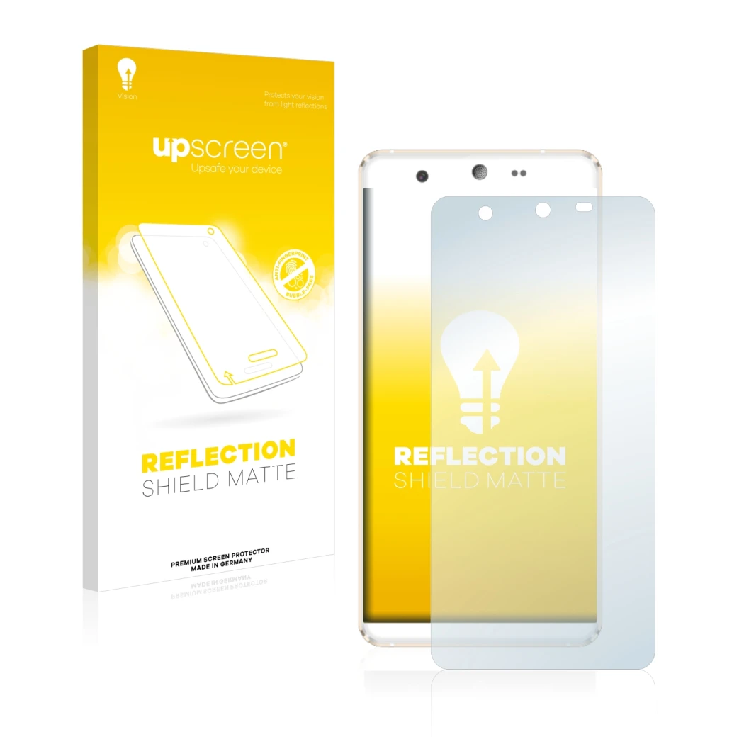 Face avant d’un emballage produit avec le logo de la marque upscreen. À côté, l’appareil Kingzone N5 est représenté avec la pr
