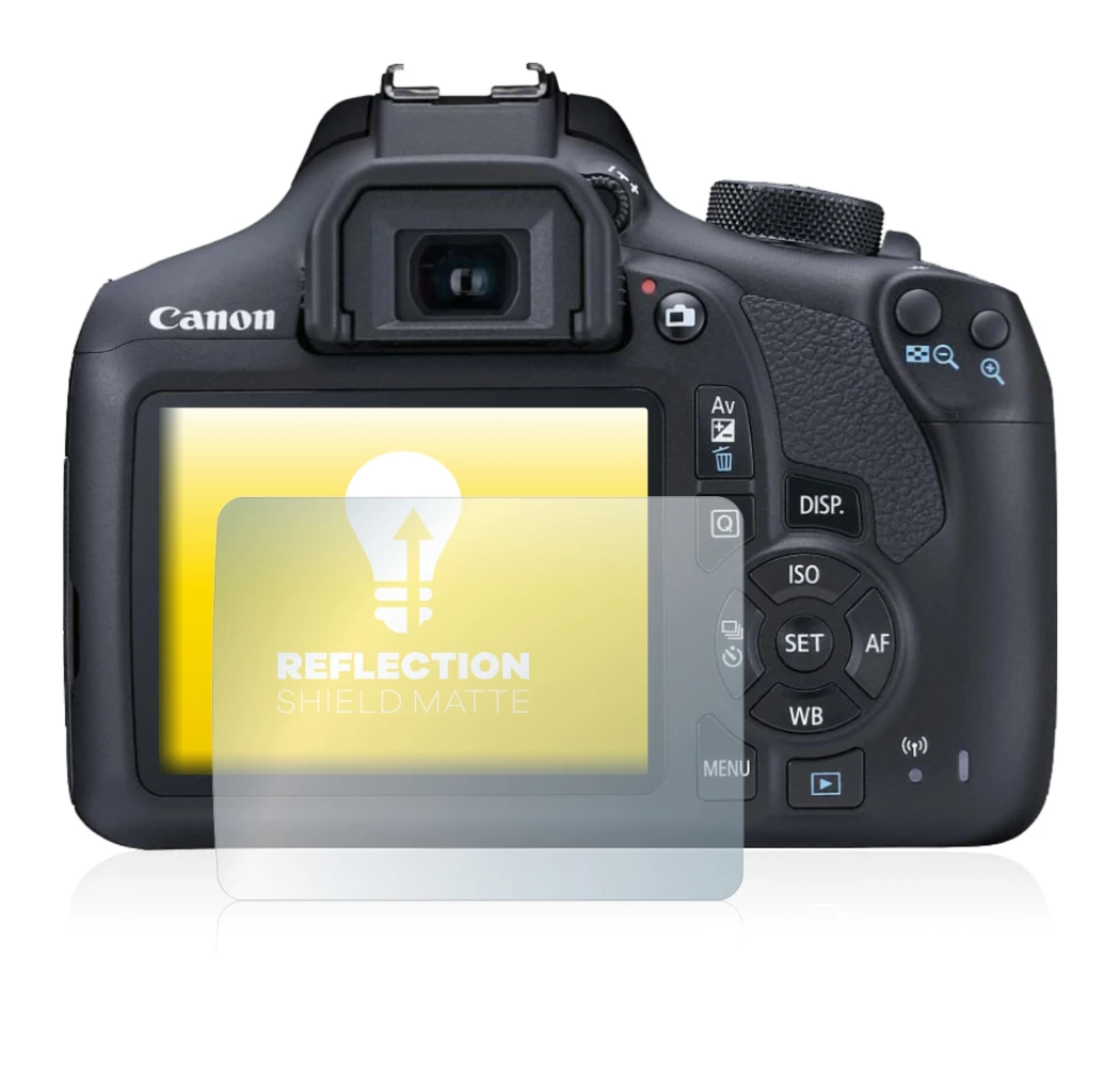 Image de l'appareil Canon EOS 1300D avec une grande variété de protections d'écran.