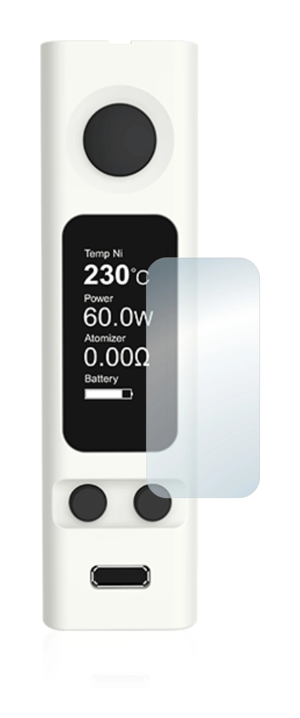 Image de l'appareil Joyetech eVic VTwo Mini avec une grande variété de protections d'écran.