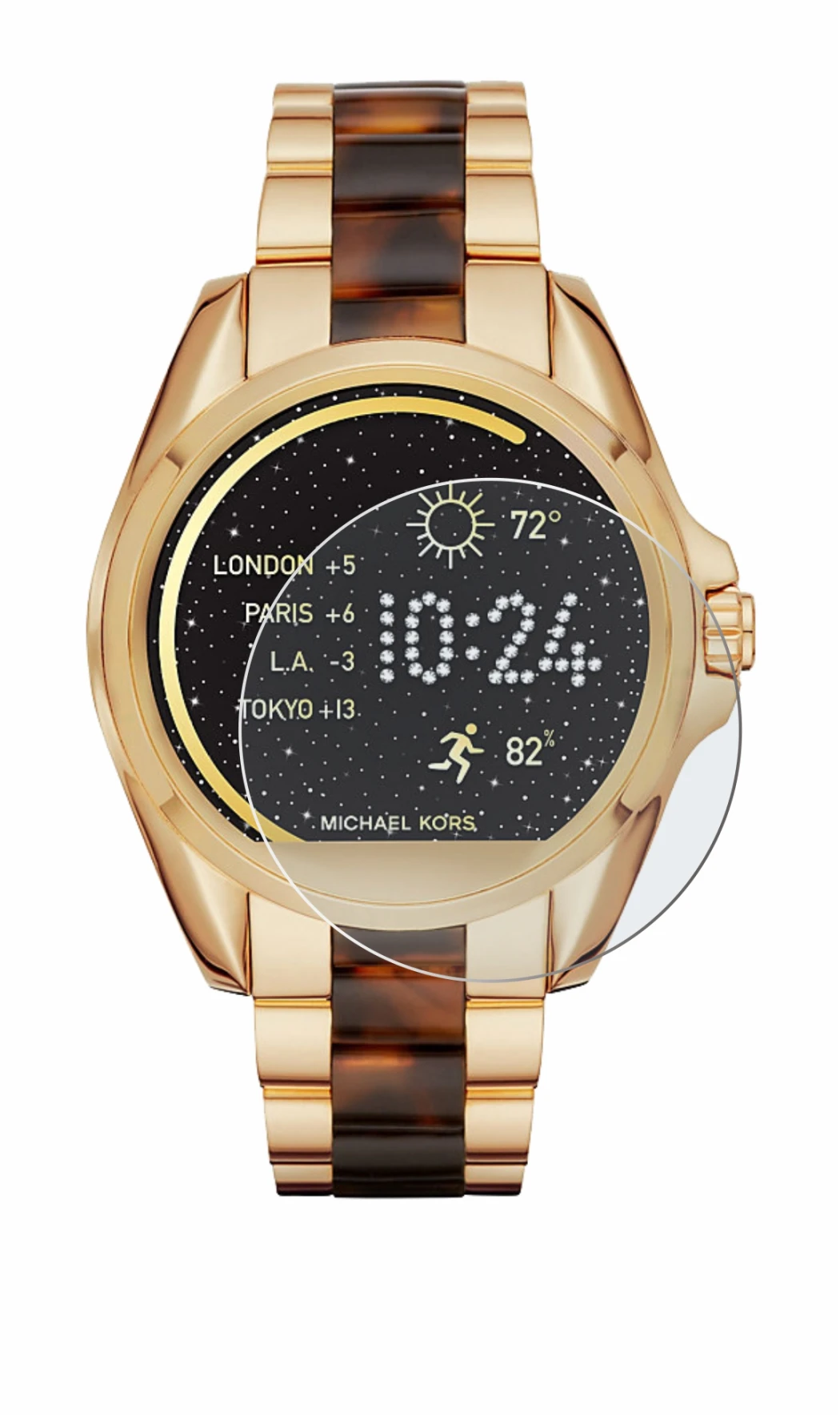 Image de l'appareil Michael Kors Access Bradshaw avec une grande variété de protections d'écran.