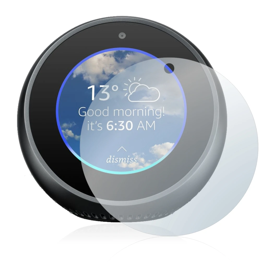 Image de l'appareil Amazon Echo Spot avec une grande variété de protections d'écran.