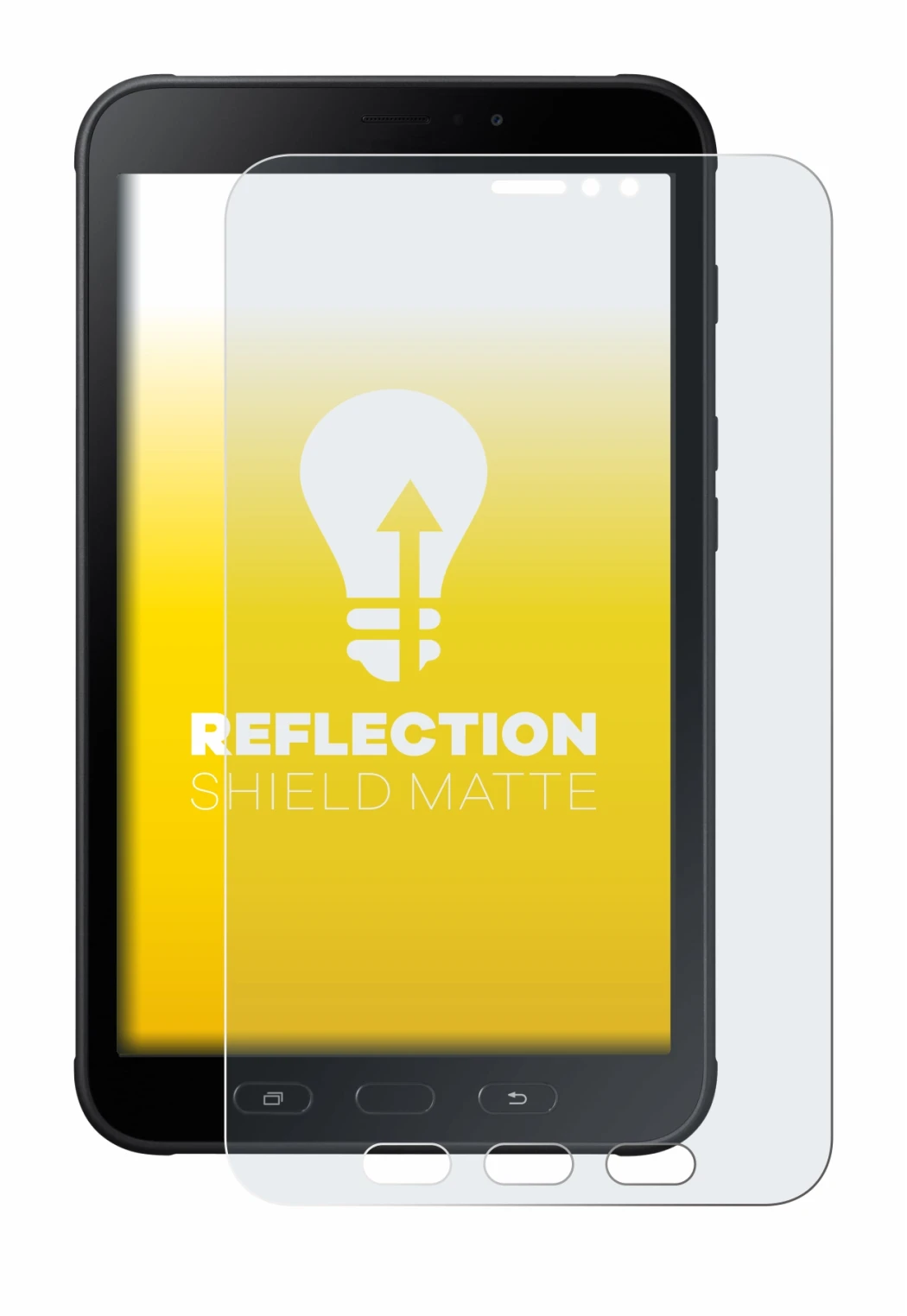 Image de l'appareil Samsung Galaxy Tab Active 2 avec une grande variété de protections d'écran.