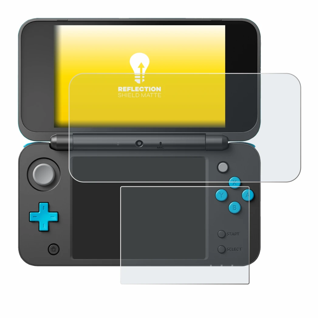 Image de l'appareil New Nintendo 2DS XL avec une grande variété de protections d'écran.