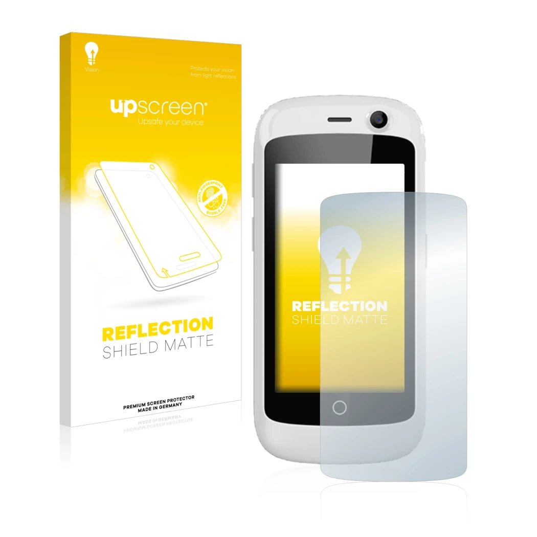 Face avant d’un emballage produit avec le logo de la marque upscreen. À côté, l’appareil Unihertz Jelly Pro est représenté ave