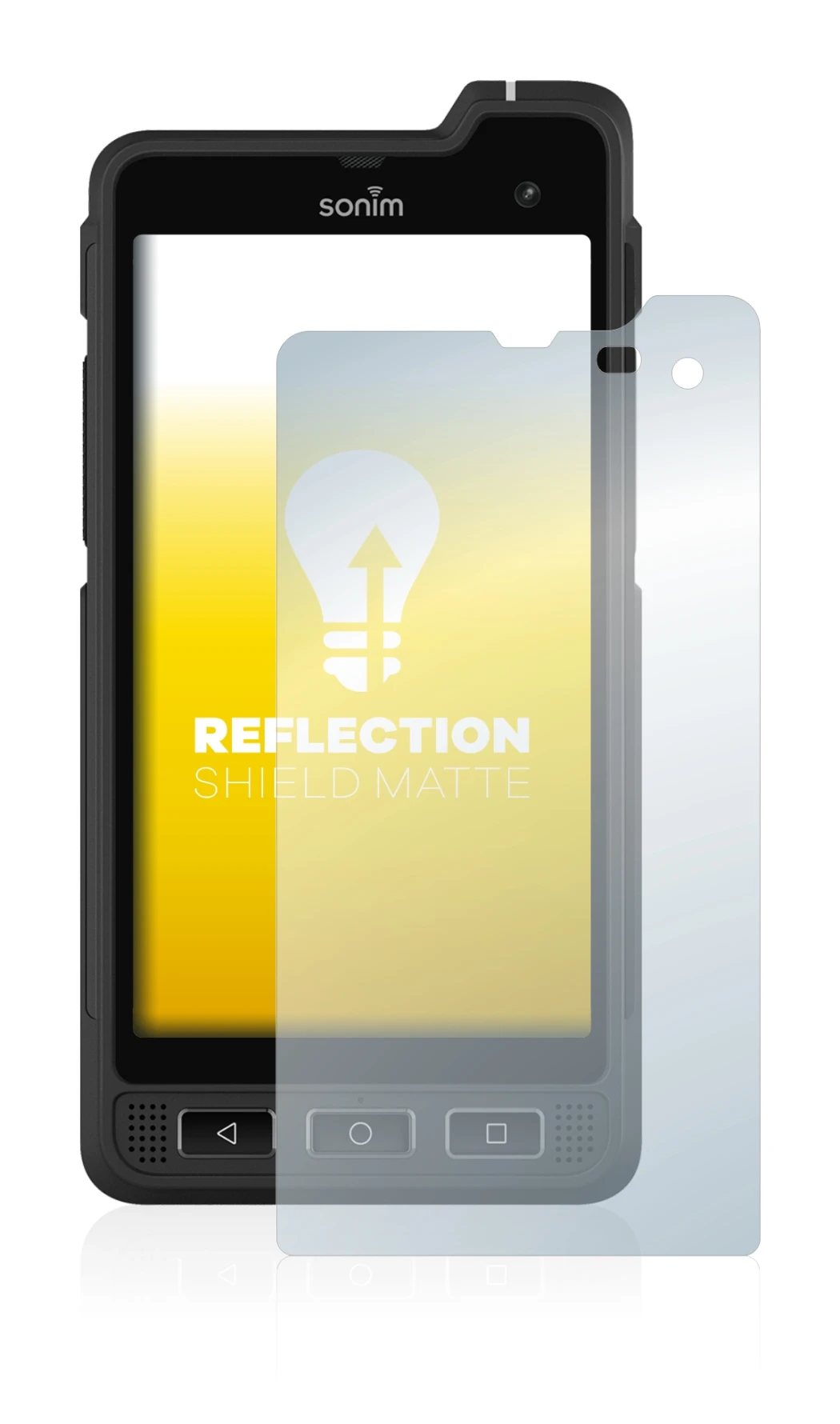 Image de l'appareil Sonim XP8 avec une grande variété de protections d'écran.