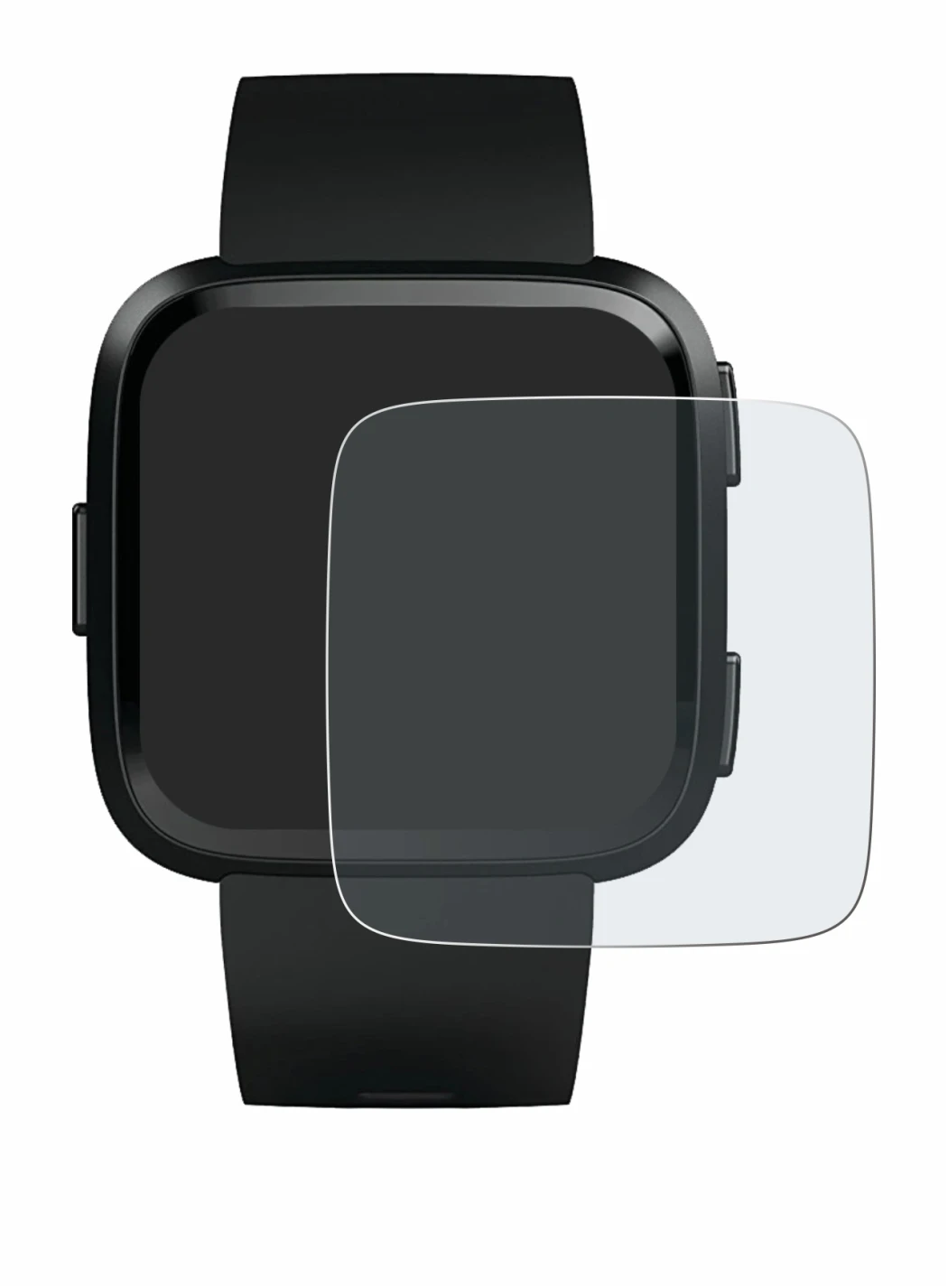 Image de l'appareil Fitbit Versa avec une grande variété de protections d'écran.