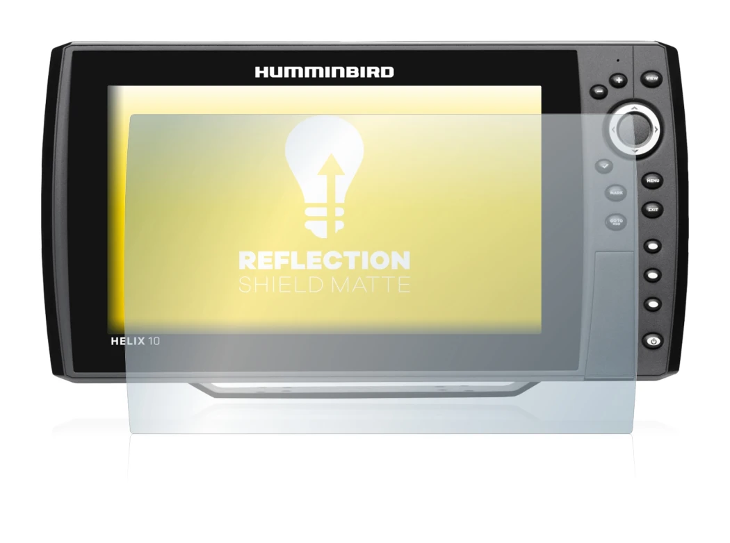 Image de l'appareil Humminbird Helix 10 avec une grande variété de protections d'écran.