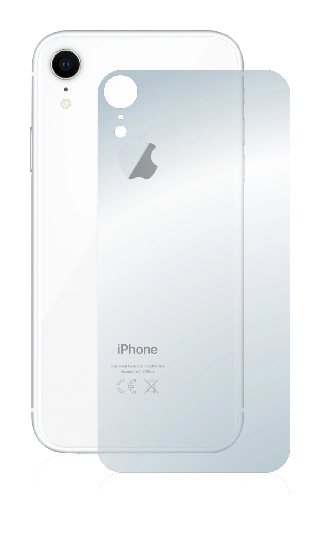 Image de l'appareil Apple iPhone XR (Le dos) avec une grande variété de protections d'écran.