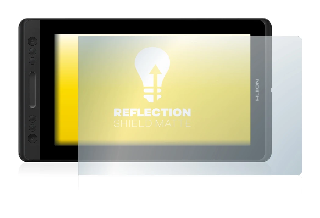 Image de l'appareil Huion Kamvas Pro 13 avec une grande variété de protections d'écran.