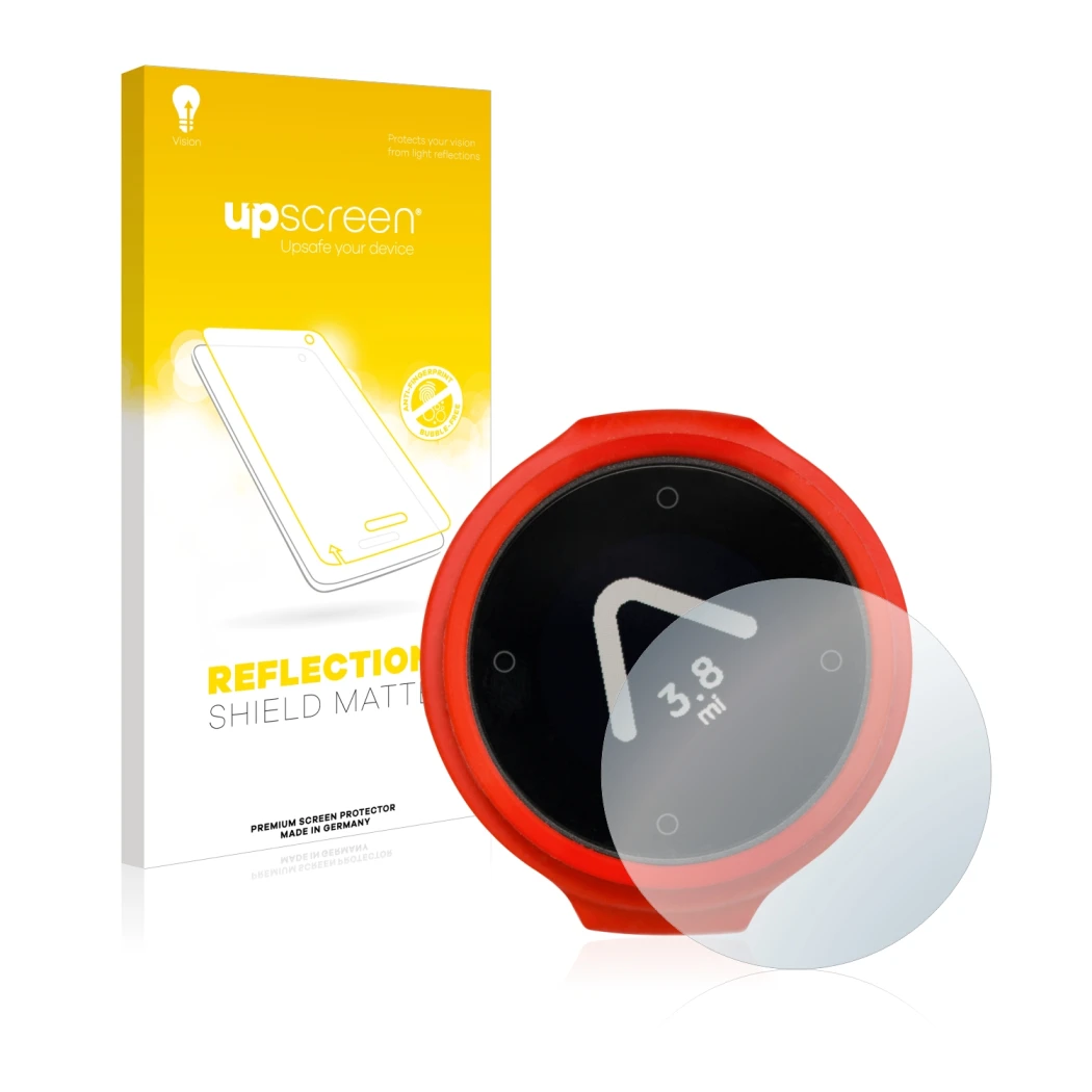 Face avant d’un emballage produit avec le logo de la marque upscreen. À côté, l’appareil Beeline Velo est représenté avec la p