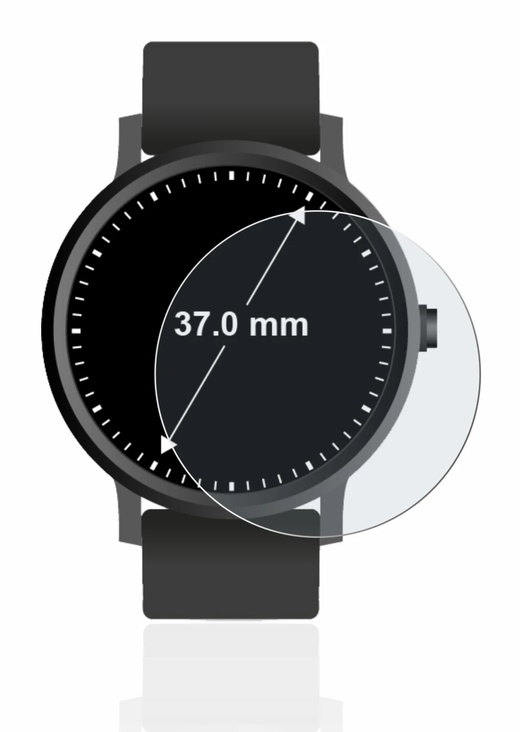 Image de l'appareil Circulaire Displays (ø: 37 mm) avec une grande variété de protections d'écran.