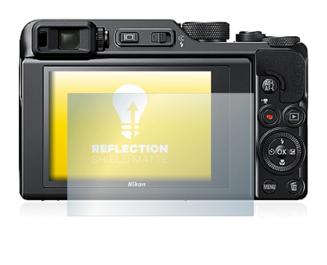 Image de l'appareil Nikon Coolpix A1000 avec une grande variété de protections d'écran.