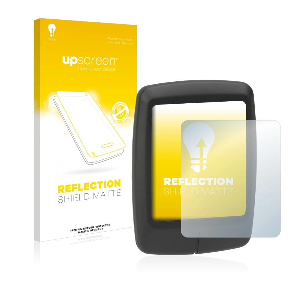 Face avant d’un emballage produit avec le logo de la marque upscreen. À côté, l’appareil Specialized Turbo Connect Display est