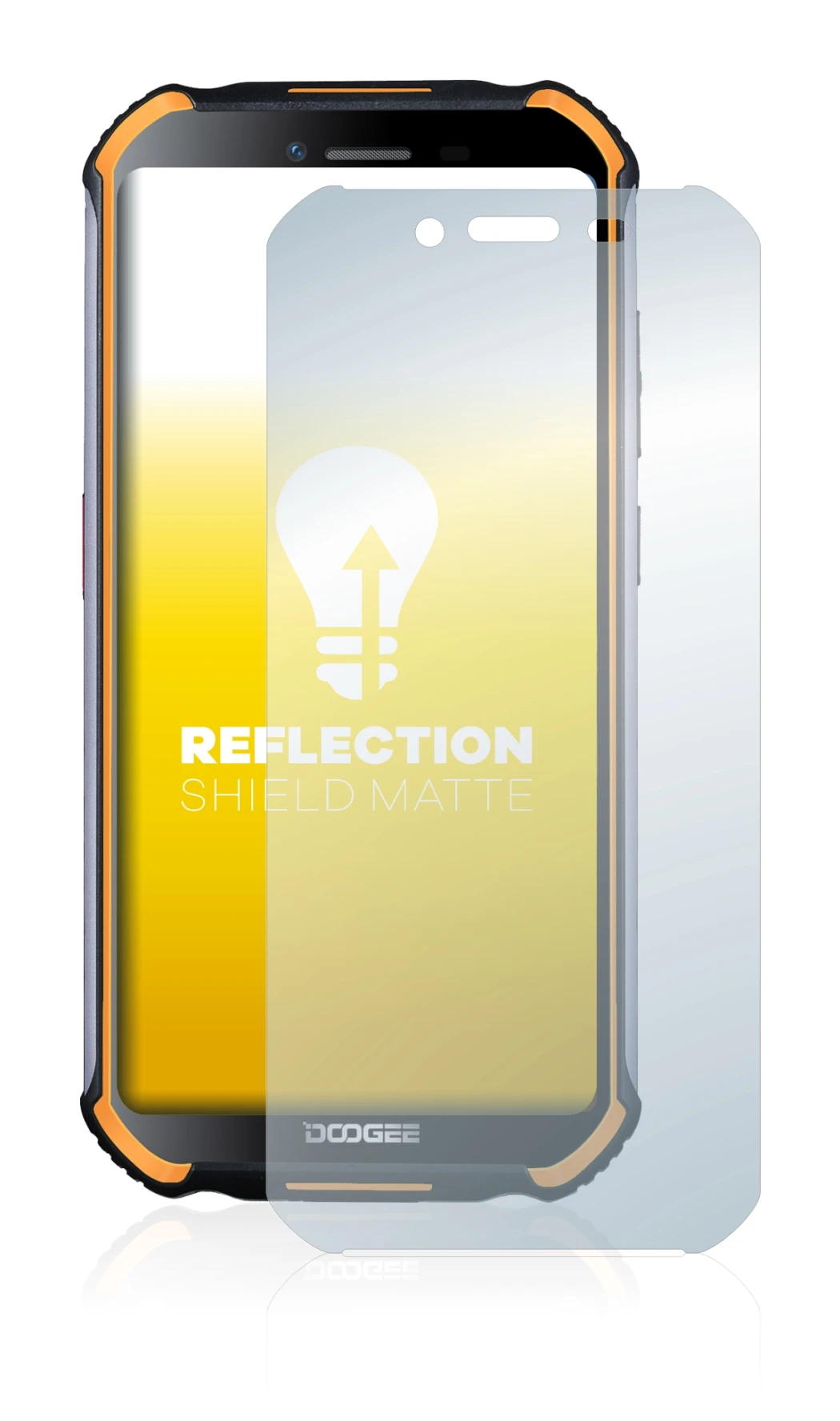 Image de l'appareil Doogee S40 avec une grande variété de protections d'écran.