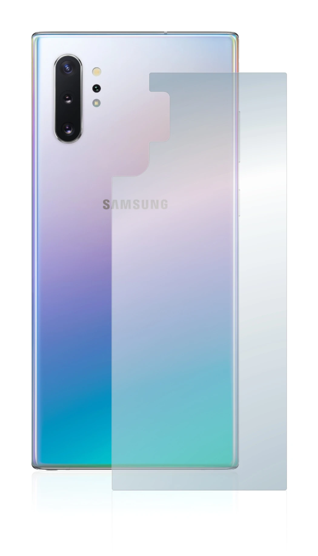 Image de l'appareil Samsung Galaxy Note 10 Plus (Arrière) avec une grande variété de protections d'écran.