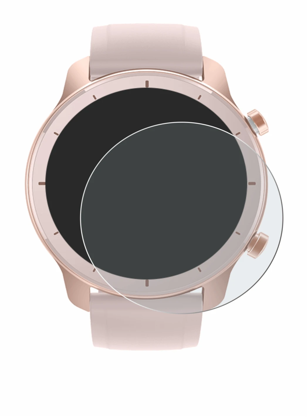Image de l'appareil Huami Amazfit GTR (42 mm) avec une grande variété de protections d'écran.