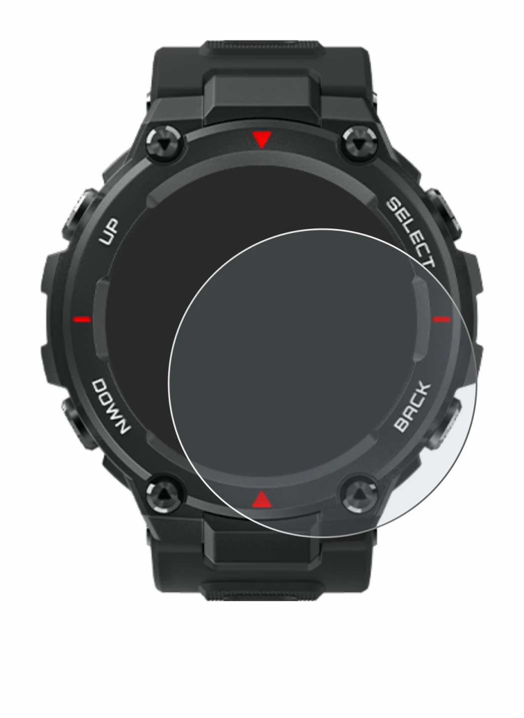 Image de l'appareil Huami Amazfit T-Rex avec une grande variété de protections d'écran.