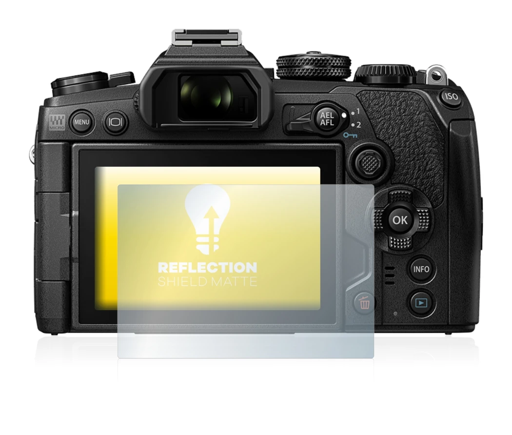 Image de l'appareil Olympus OM-D E-M1 Mark III avec une grande variété de protections d'écran.