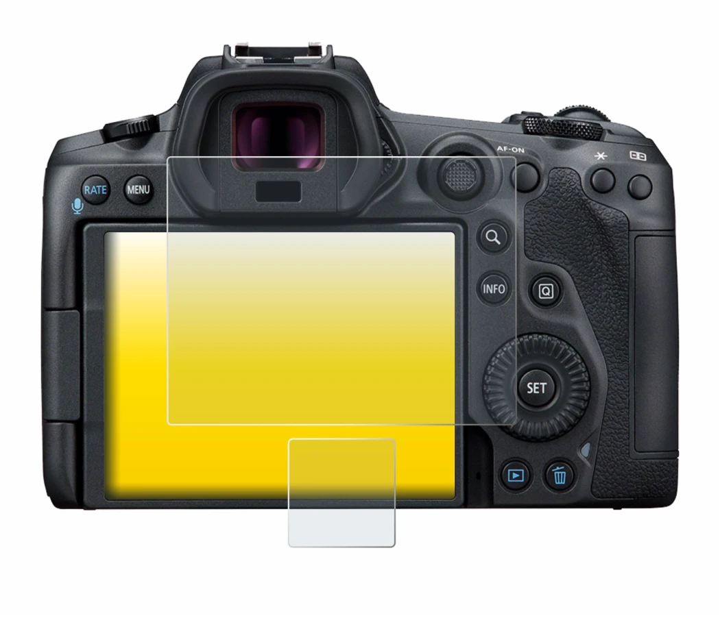 Image de l'appareil Canon EOS R5 avec une grande variété de protections d'écran.