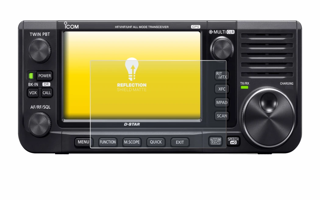 Image de l'appareil Icom IC-705 avec une grande variété de protections d'écran.