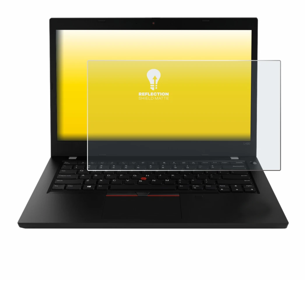 Image de l'appareil Lenovo ThinkPad L490 avec une grande variété de protections d'écran.