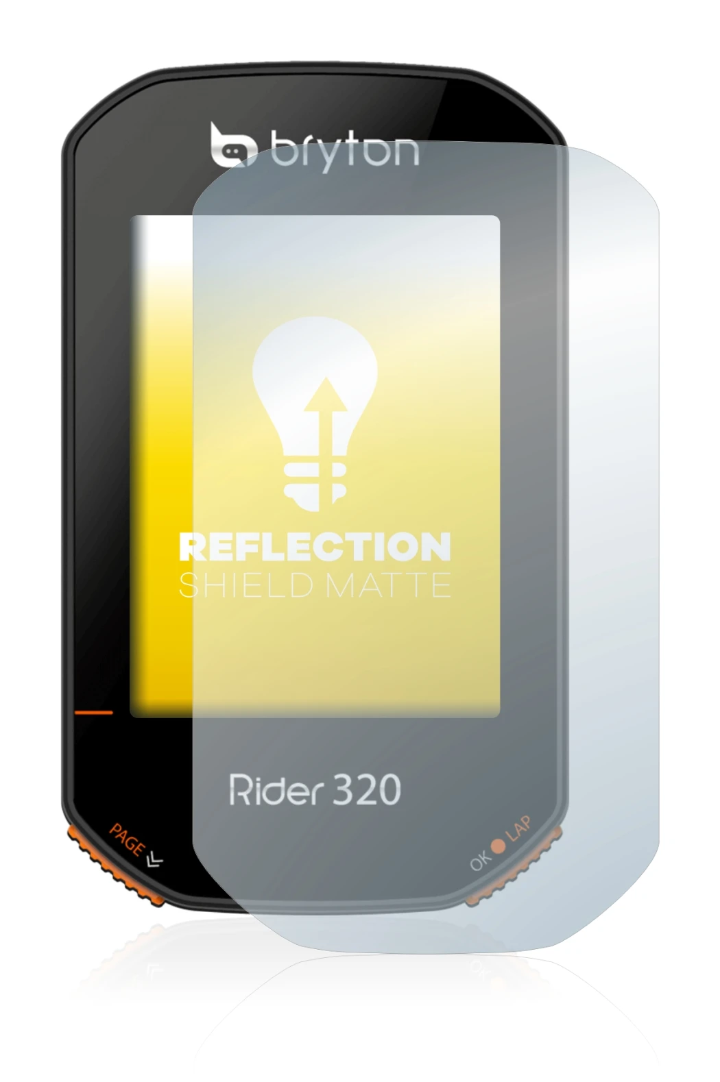 Image de l'appareil Bryton Rider 320 avec une grande variété de protections d'écran.