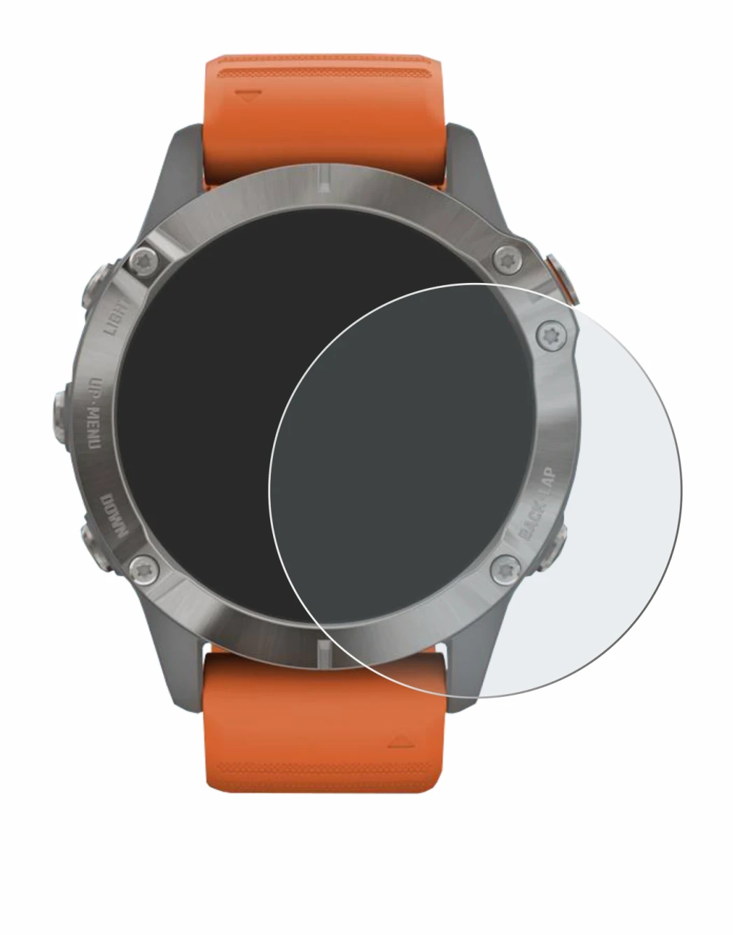 Image de l'appareil Garmin Fenix 6 Pro Solar avec une grande variété de protections d'écran.