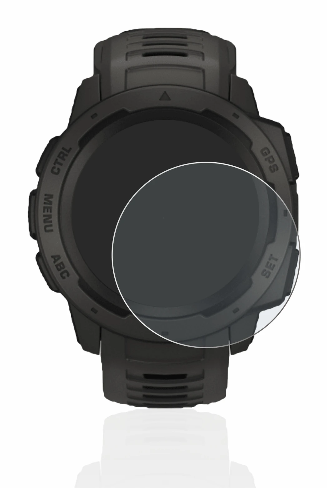 Image de l'appareil Garmin Instinct Solar avec une grande variété de protections d'écran.