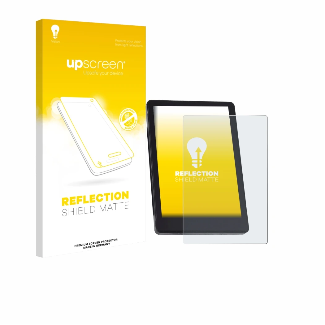 Face avant d’un emballage produit avec le logo de la marque upscreen. À côté, l’appareil BMZ DS103 est représenté avec la prot