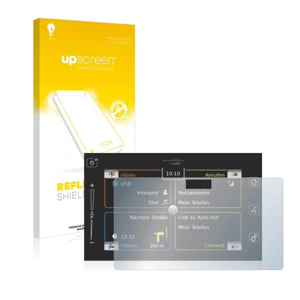 Face avant d’un emballage produit avec le logo de la marque upscreen. À côté, l’appareil Bosch Suzuki Vitara 1.4 BoosterJet 20