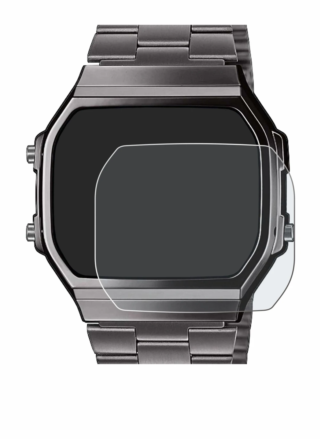 Image de l'appareil Casio A168WEGG-1BEF avec une grande variété de protections d'écran.