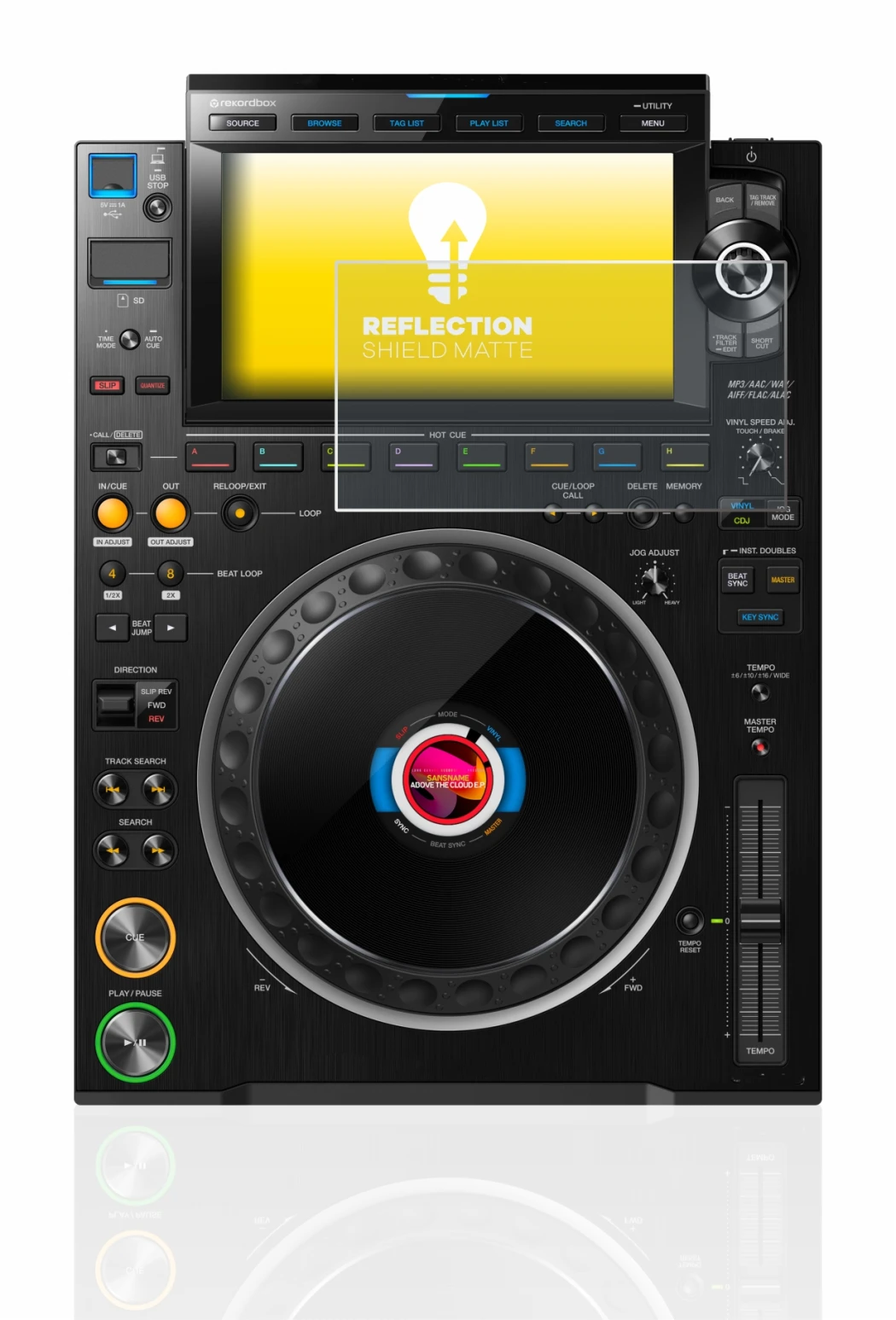 Image de l'appareil Pioneer CDJ 3000 avec une grande variété de protections d'écran.