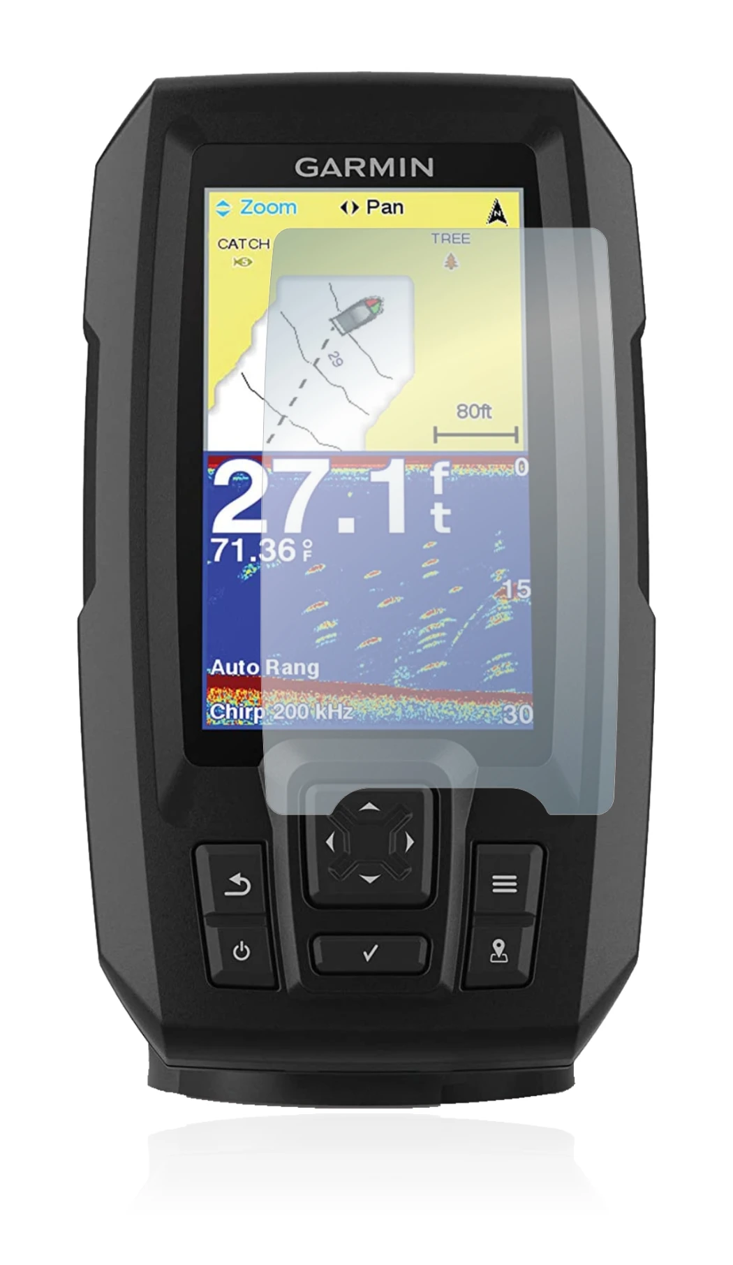 Image de l'appareil Garmin Striker Vivid 4cv avec une grande variété de protections d'écran.