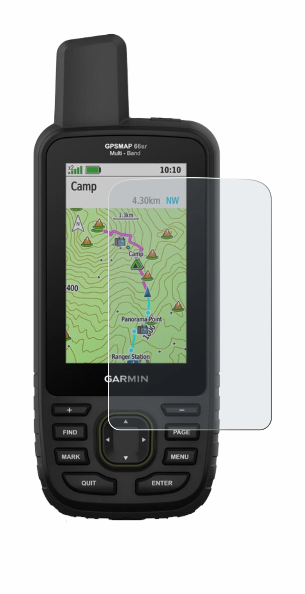 Image de l'appareil Garmin GPSMAP 66sr avec une grande variété de protections d'écran.