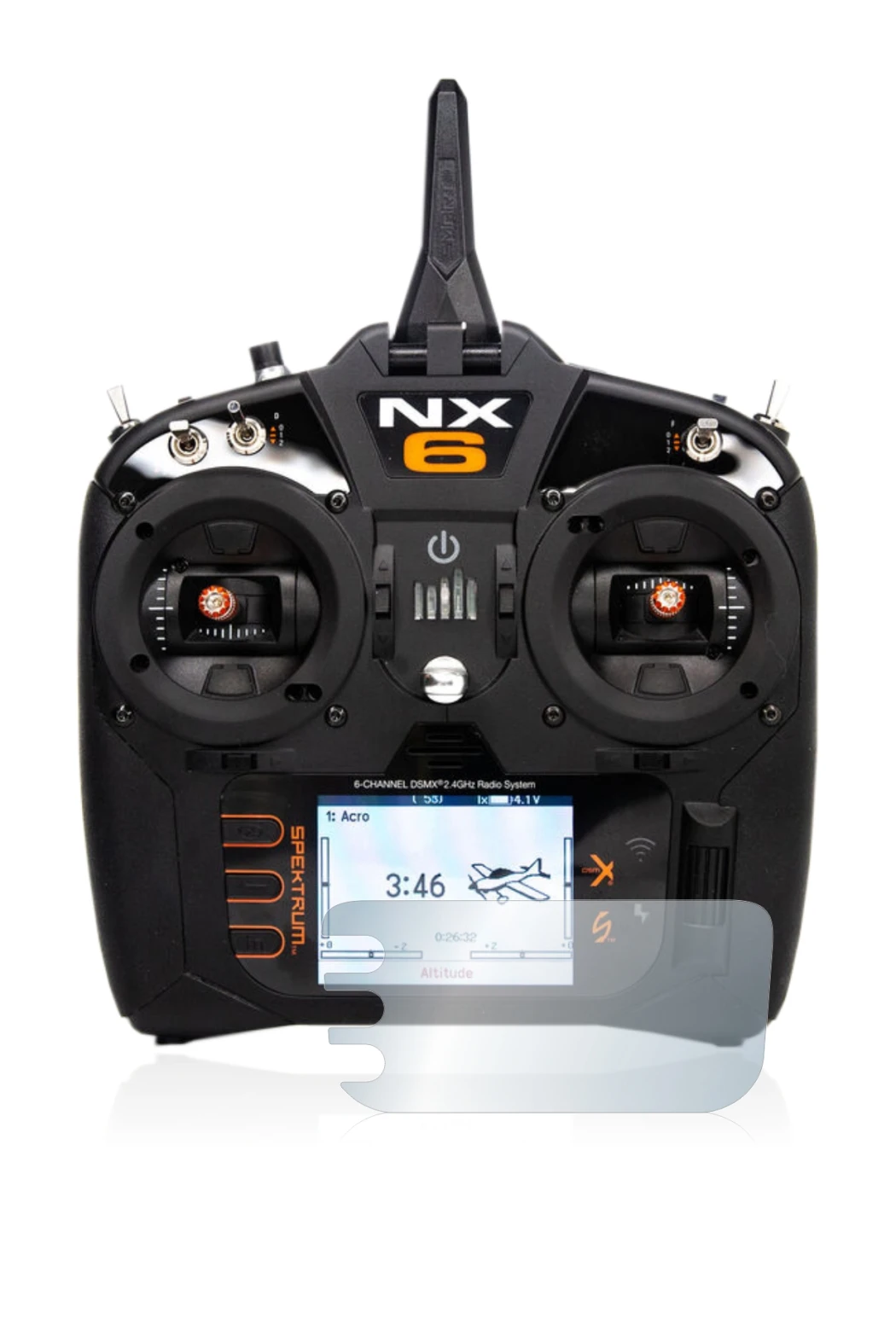 Image de l'appareil Spektrum NX6 avec une grande variété de protections d'écran.