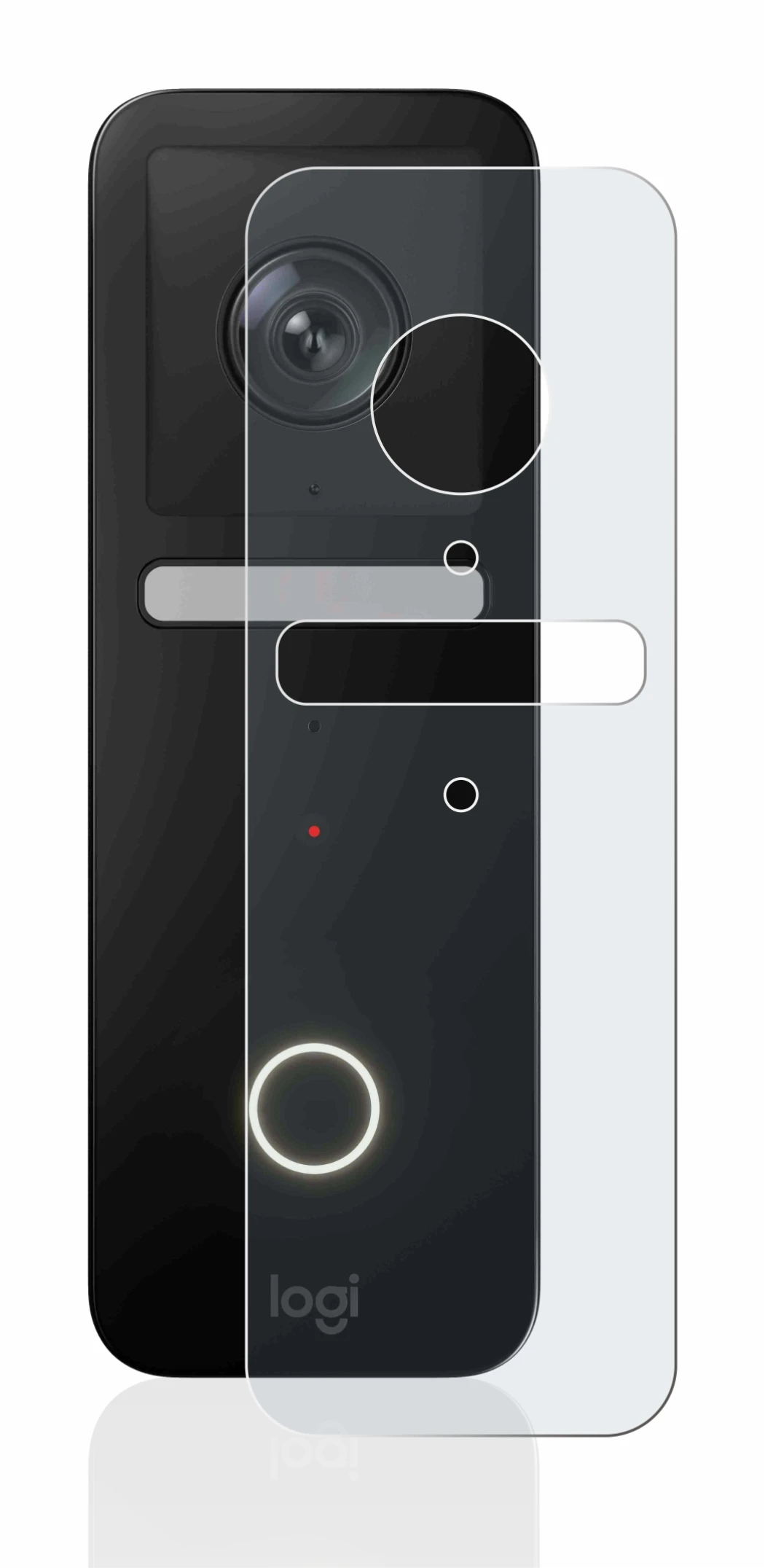 Image de l'appareil Logitech Circle View Doorbell avec une grande variété de protections d'écran.