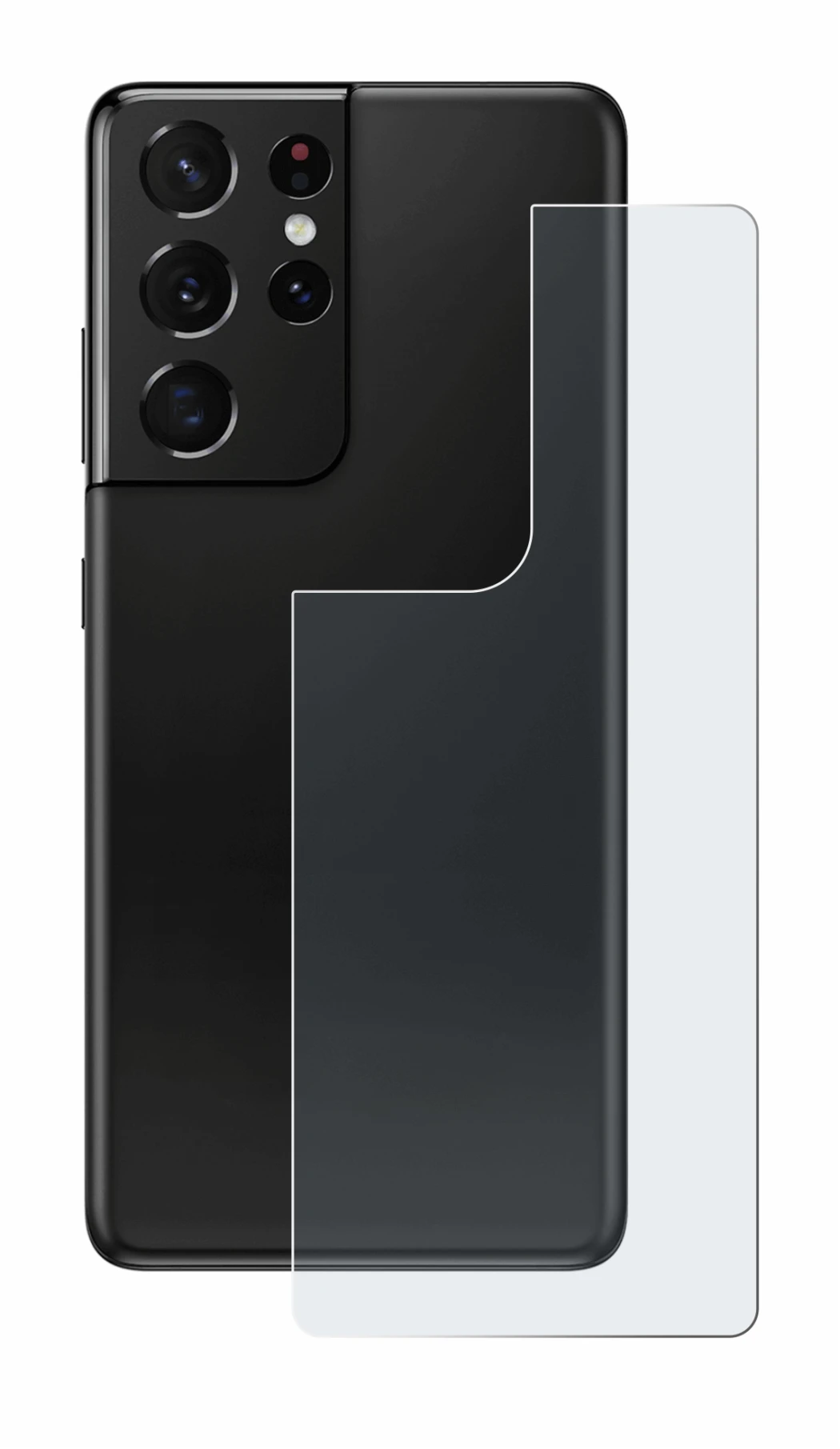 Image de l'appareil Samsung Galaxy S21 Ultra 5G (Arrière) avec une grande variété de protections d'écran.