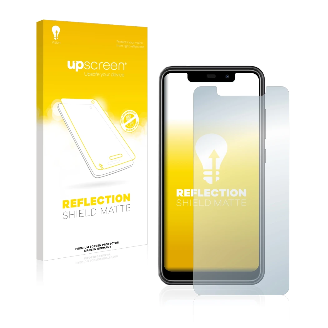 Face avant d’un emballage produit avec le logo de la marque upscreen. À côté, l’appareil Oukitel C22 est représenté avec la pr