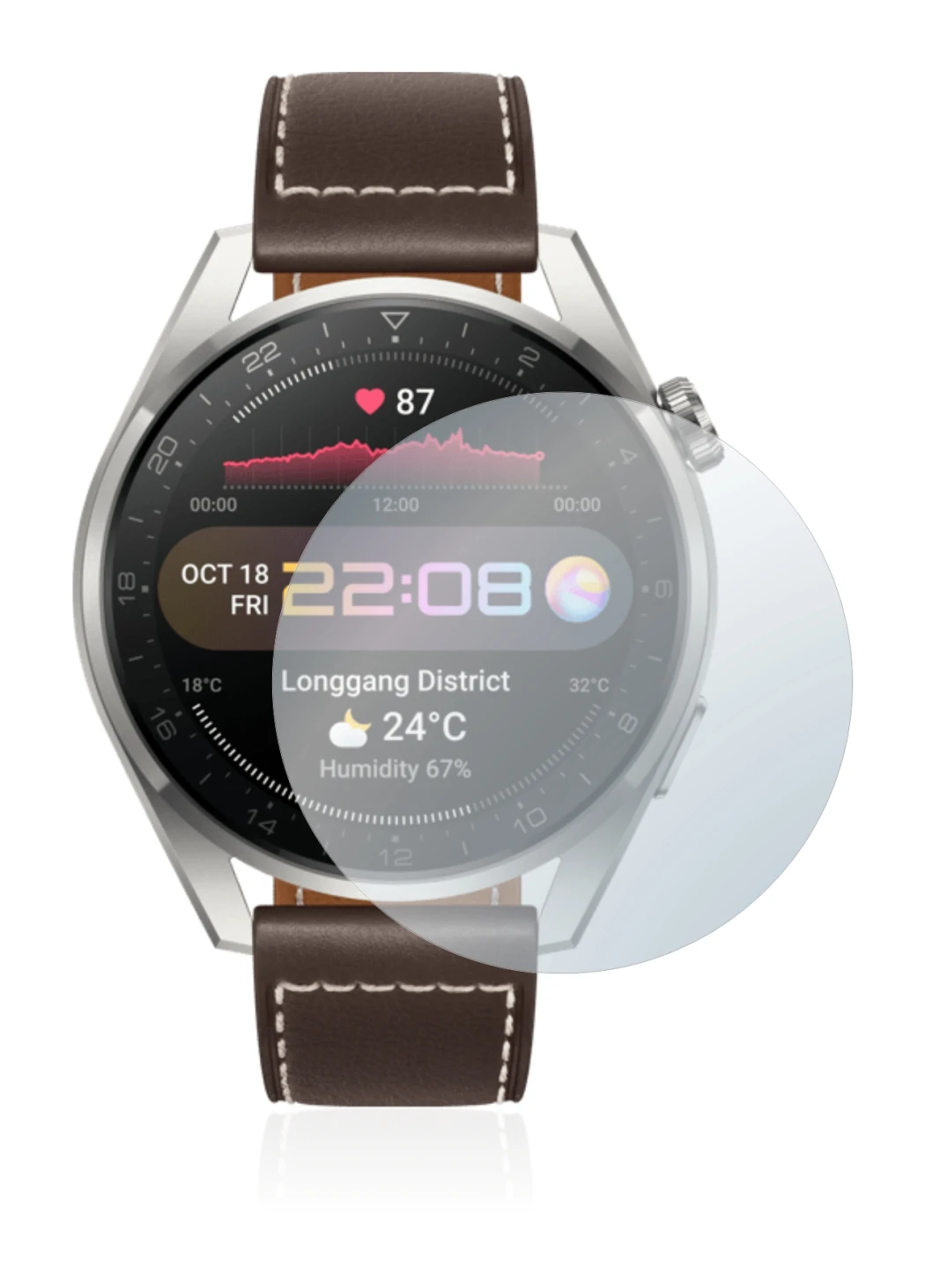 Image de l'appareil Huawei Watch 3 Pro avec une grande variété de protections d'écran.