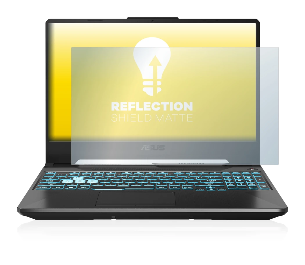 Image de l'appareil ASUS TUF Gaming A15 avec une grande variété de protections d'écran.