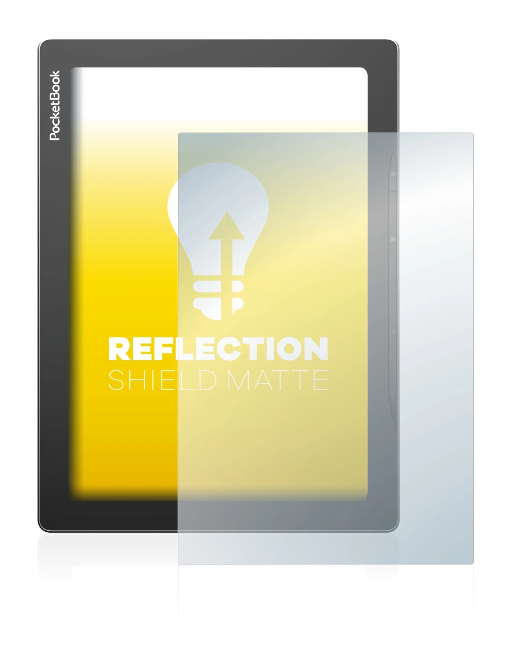 Image de l'appareil PocketBook InkPad Lite avec une grande variété de protections d'écran.