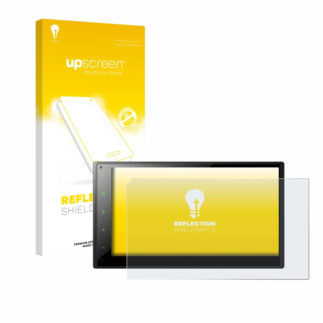 Face avant d’un emballage produit avec le logo de la marque upscreen. À côté, l’appareil Pioneer SPH-DA160DAB est représenté a