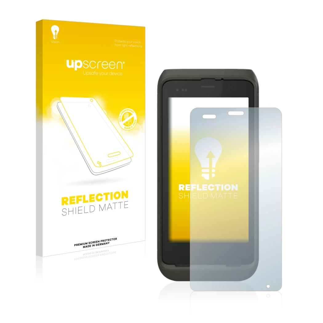 Face avant d’un emballage produit avec le logo de la marque upscreen. À côté, l’appareil Honeywell CT45 est représenté avec la