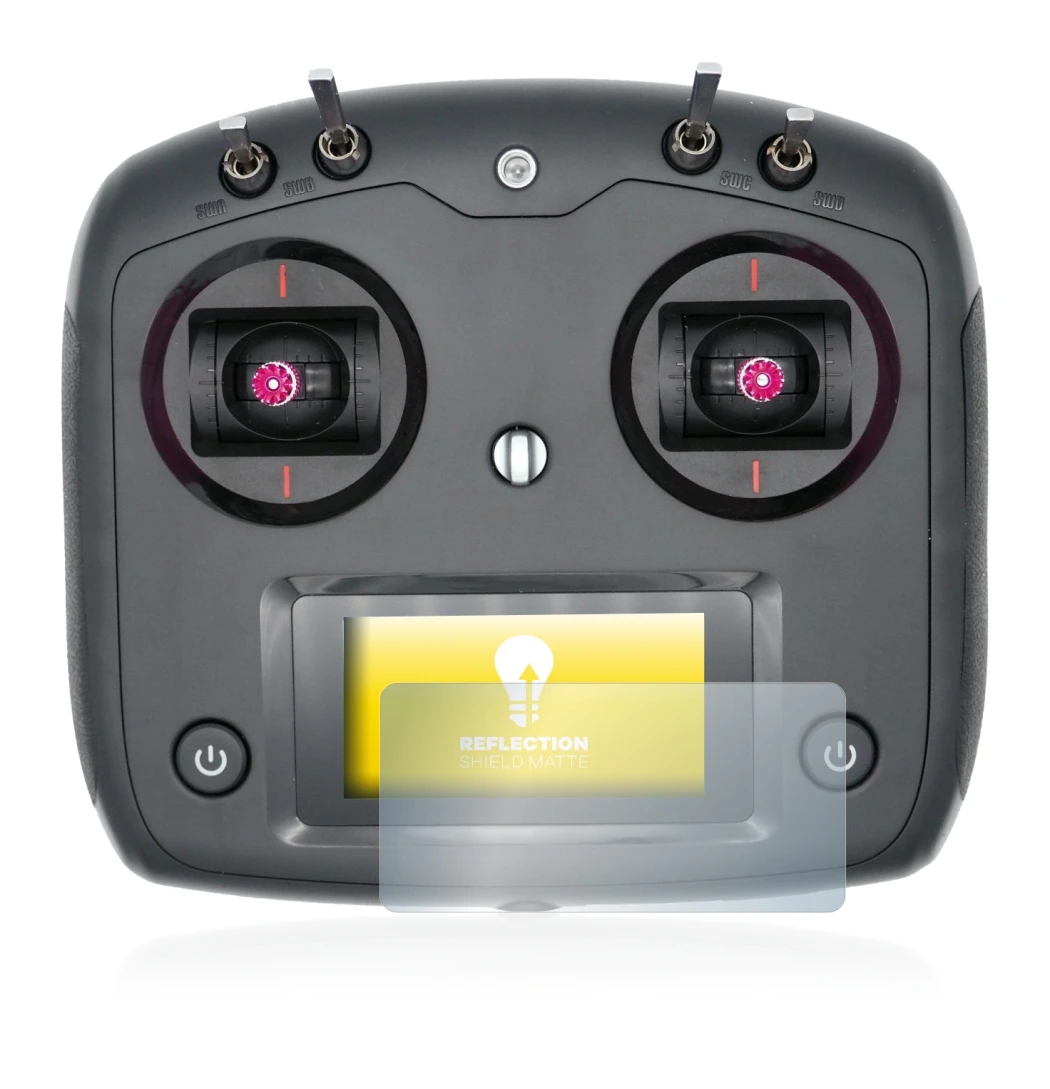 Image de l'appareil FlySky FS-i6S avec une grande variété de protections d'écran.