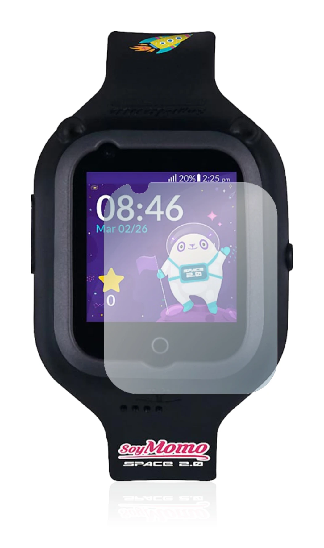 Image de l'appareil SoyMomo Space 2.0 avec une grande variété de protections d'écran.