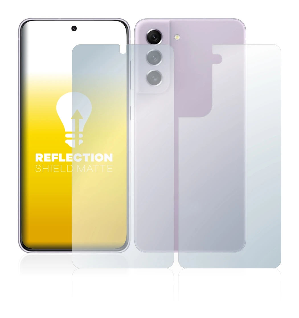 Image de l'appareil Samsung Galaxy S21 FE 5G (Avant+Arrière) avec une grande variété de protections d'écran.