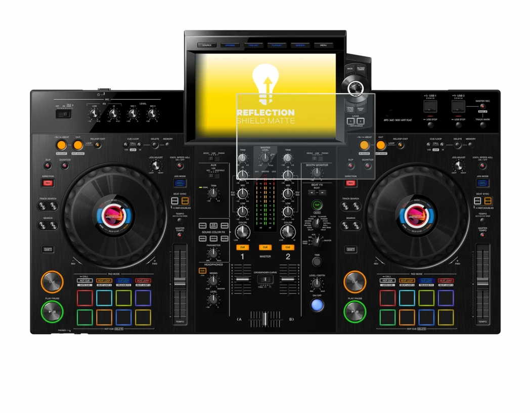 Image de l'appareil Pioneer XDJ-RX3 avec une grande variété de protections d'écran.