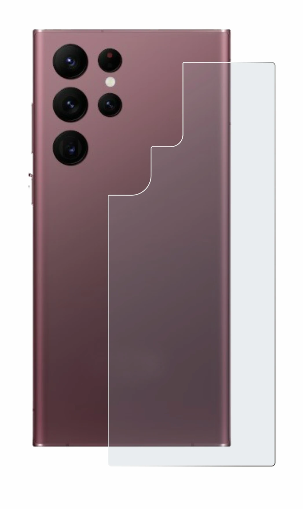 Image de l'appareil Samsung Galaxy S22 Ultra 5G (Arrière) avec une grande variété de protections d'écran.