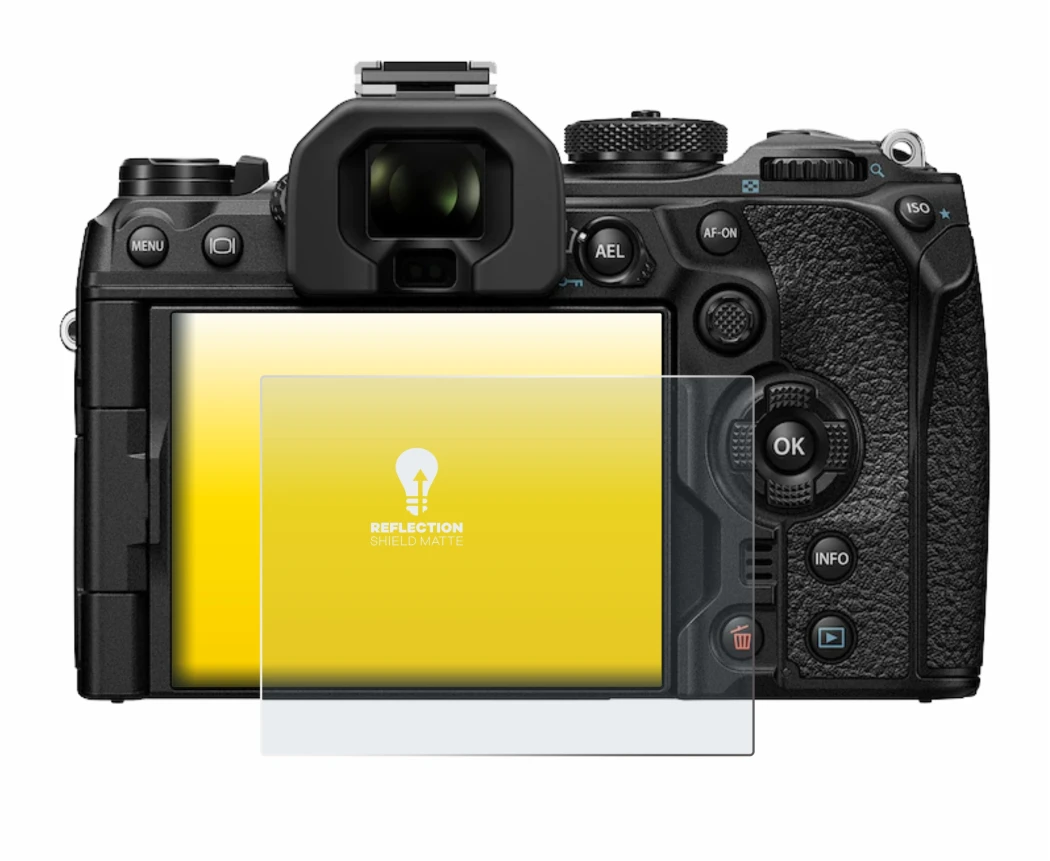 Image de l'appareil Olympus OM-1 2022 avec une grande variété de protections d'écran.