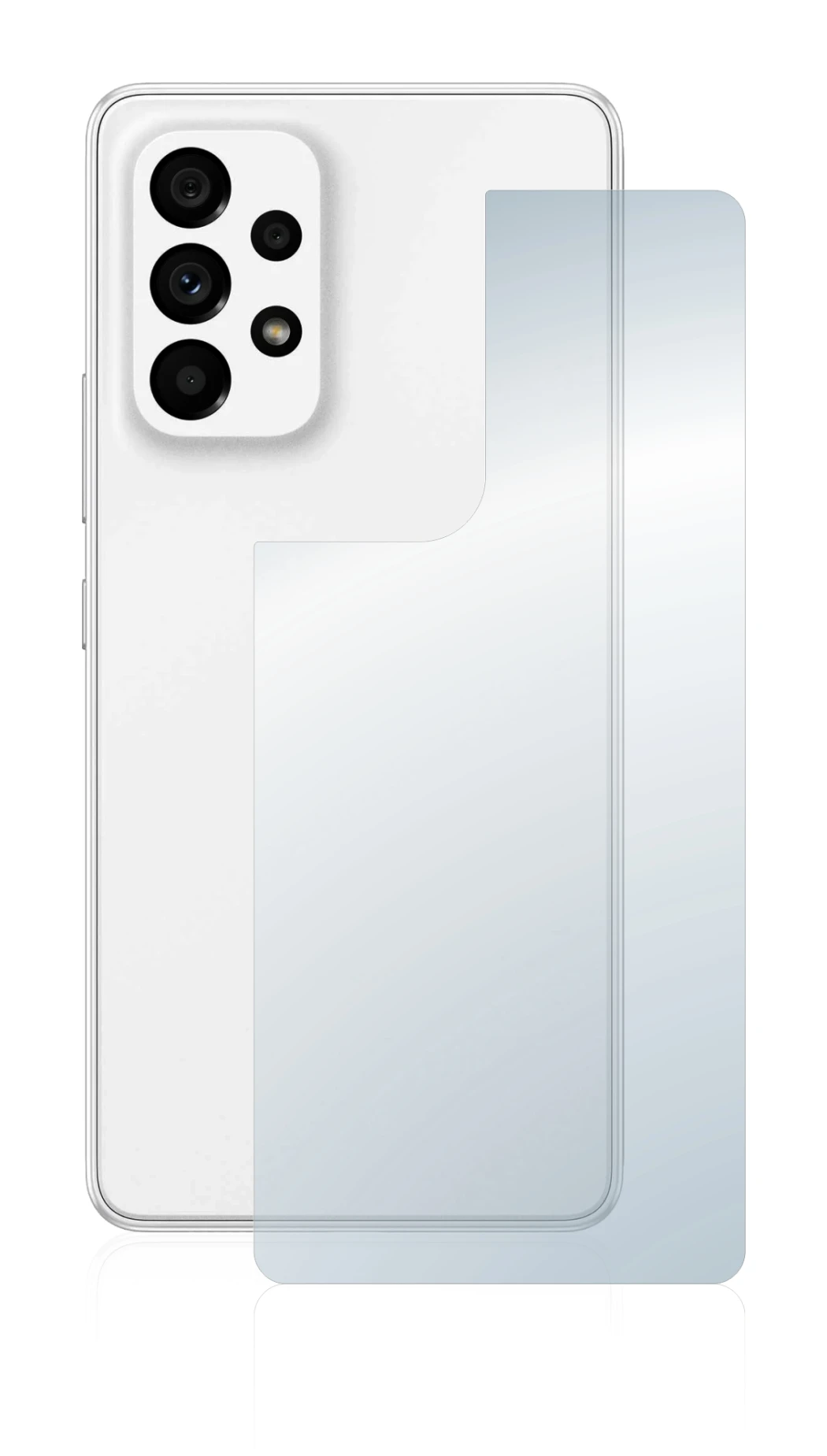 Image de l'appareil Samsung Galaxy A53 5G (Arrière) avec une grande variété de protections d'écran.